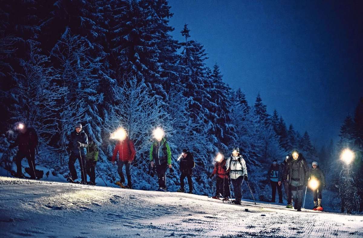Winterwandern spektakulär: Die Sonnenaufgangs-Tour auf den Ochsenkopf gehörte zu den rund 60 verschiedenen Angeboten an den fünf Tagen im Fichtelgebirge.