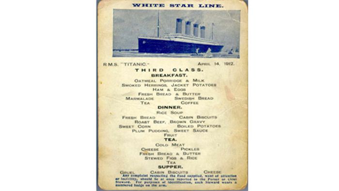 "Titanic"-Speisekarte für 76.000 Pfund versteigert