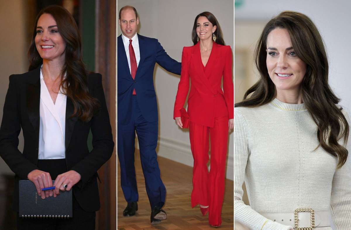 Drei Looks, die Seriosität ausstrahlen: Prinzessin Kate beim Launch ihrer neuen Kampagne.