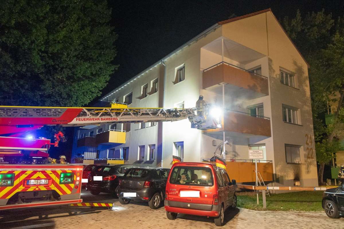 Kellerbrand in einem Wohnhaus in Bamberg.