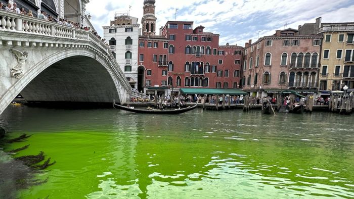Erstaunen in Venedig: Canal Grande  leuchtet grün – das sagen die Behörden
