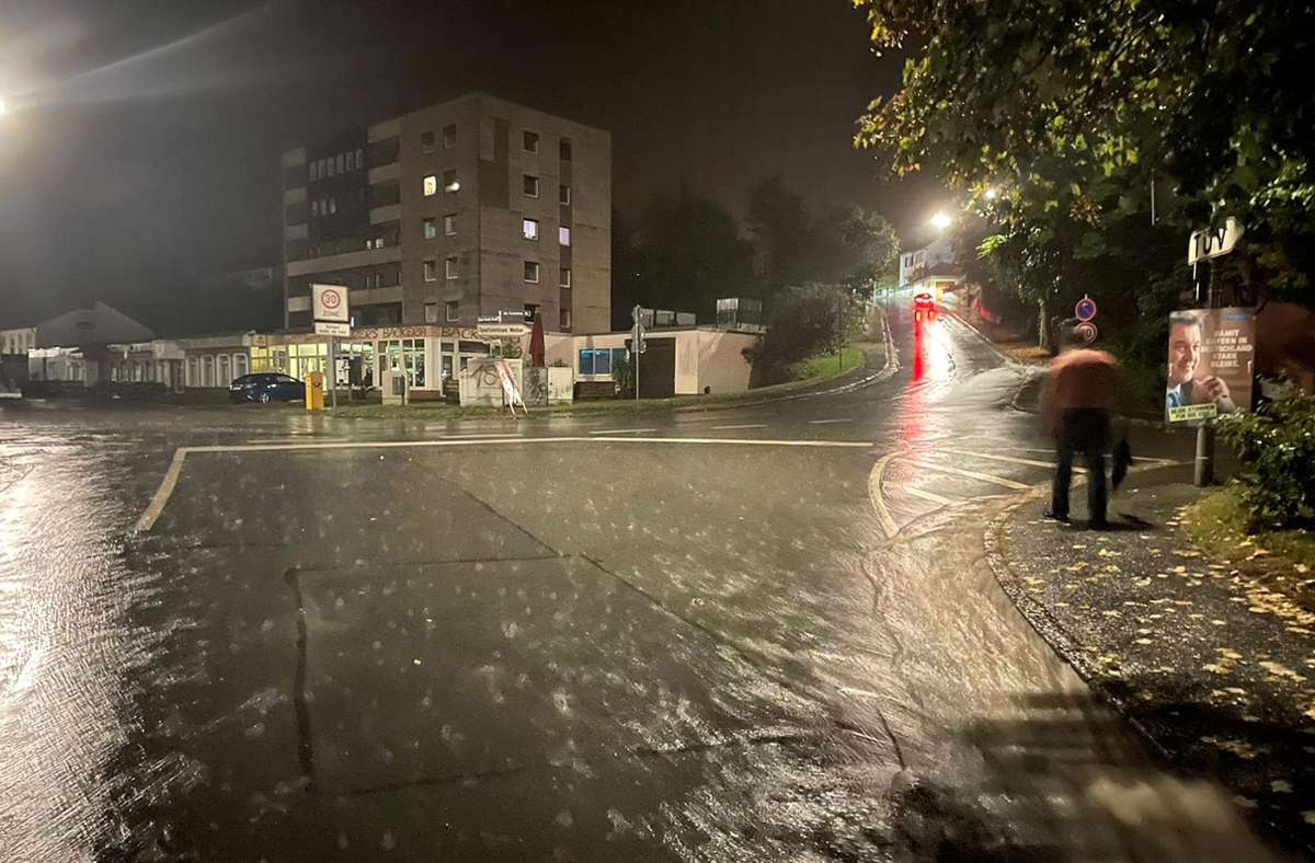 Überflutete Straßen in Kulmbach.